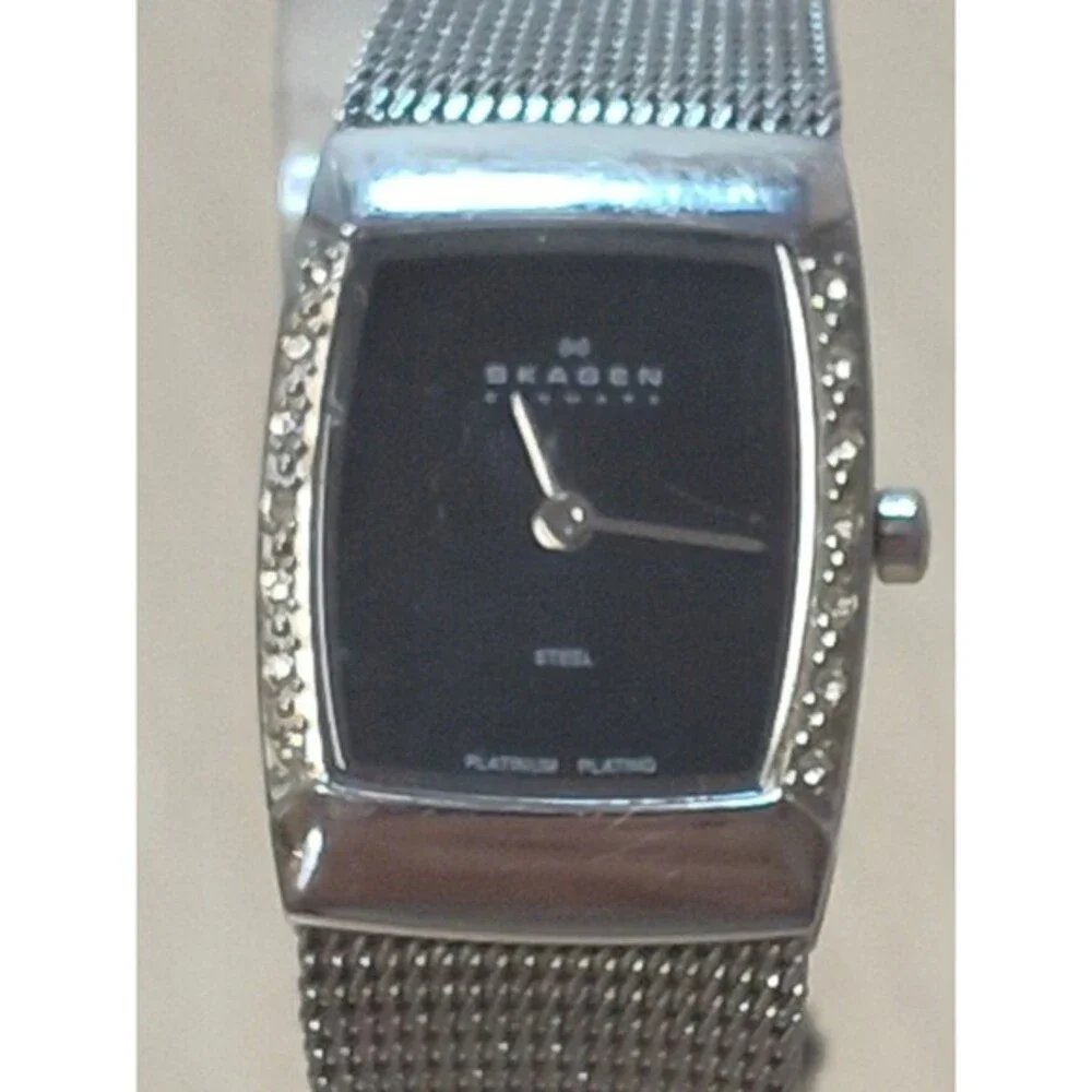 Skagen Platinum Plated Black Dial 19mm Women display picture 2